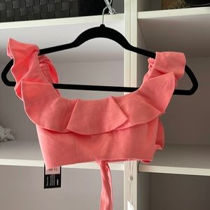 hot pink crop top with ruffle zimmerman